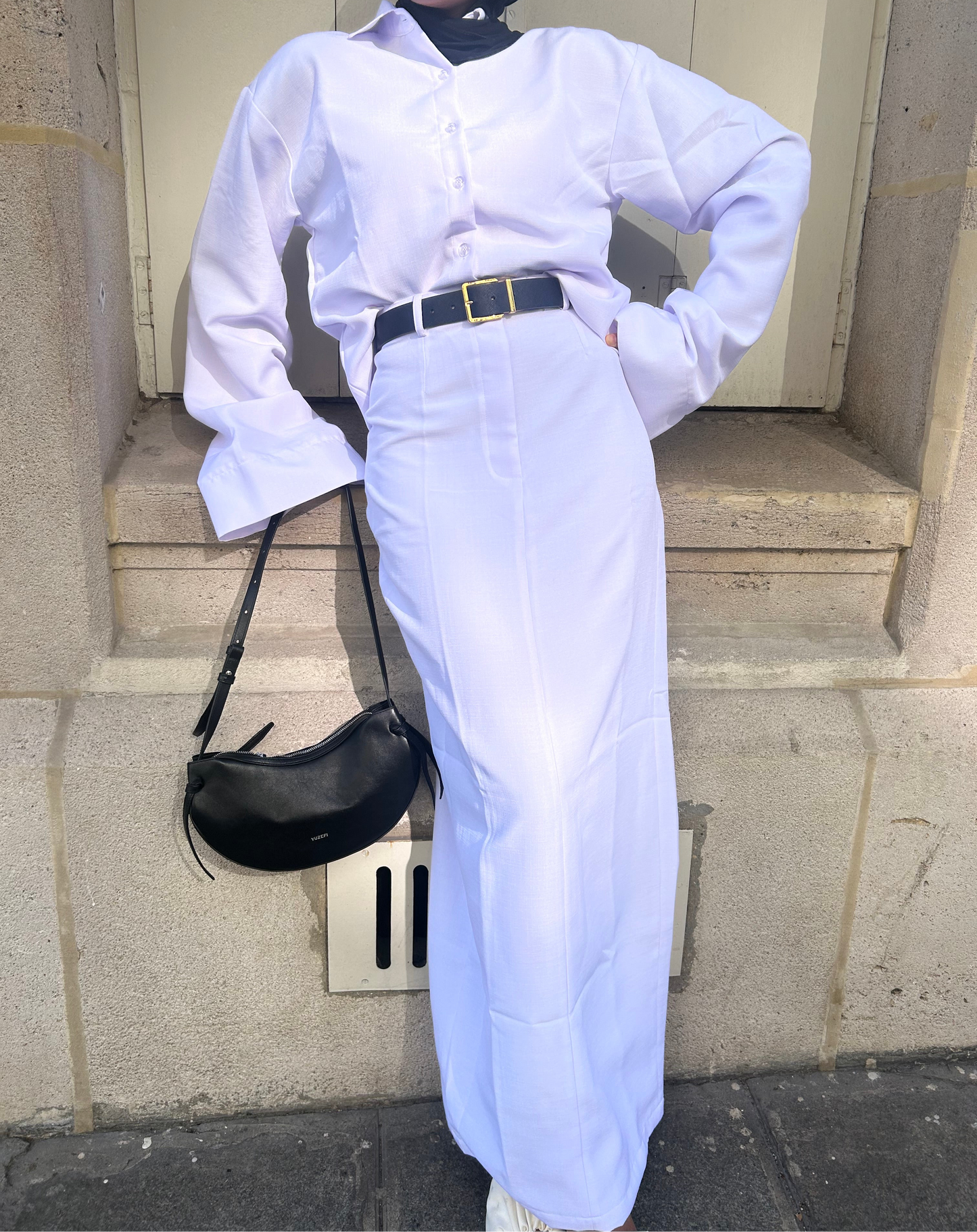 Chemise en lin blanc matcha