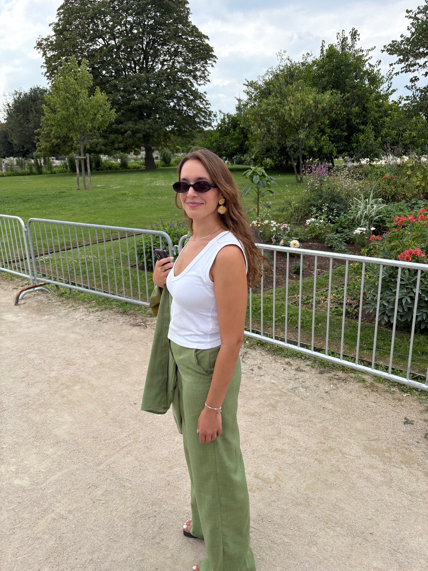 Pantalon en lin matcha