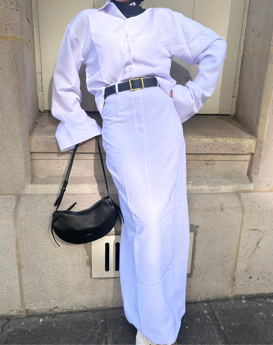 Chemise en lin blanc matcha