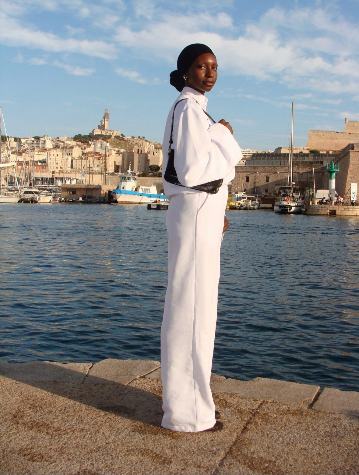 Pantalon en lin matcha blanc