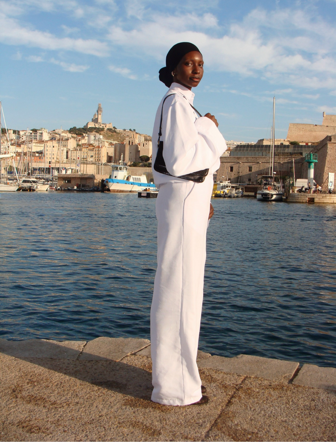 Pantalon en lin matcha blanc