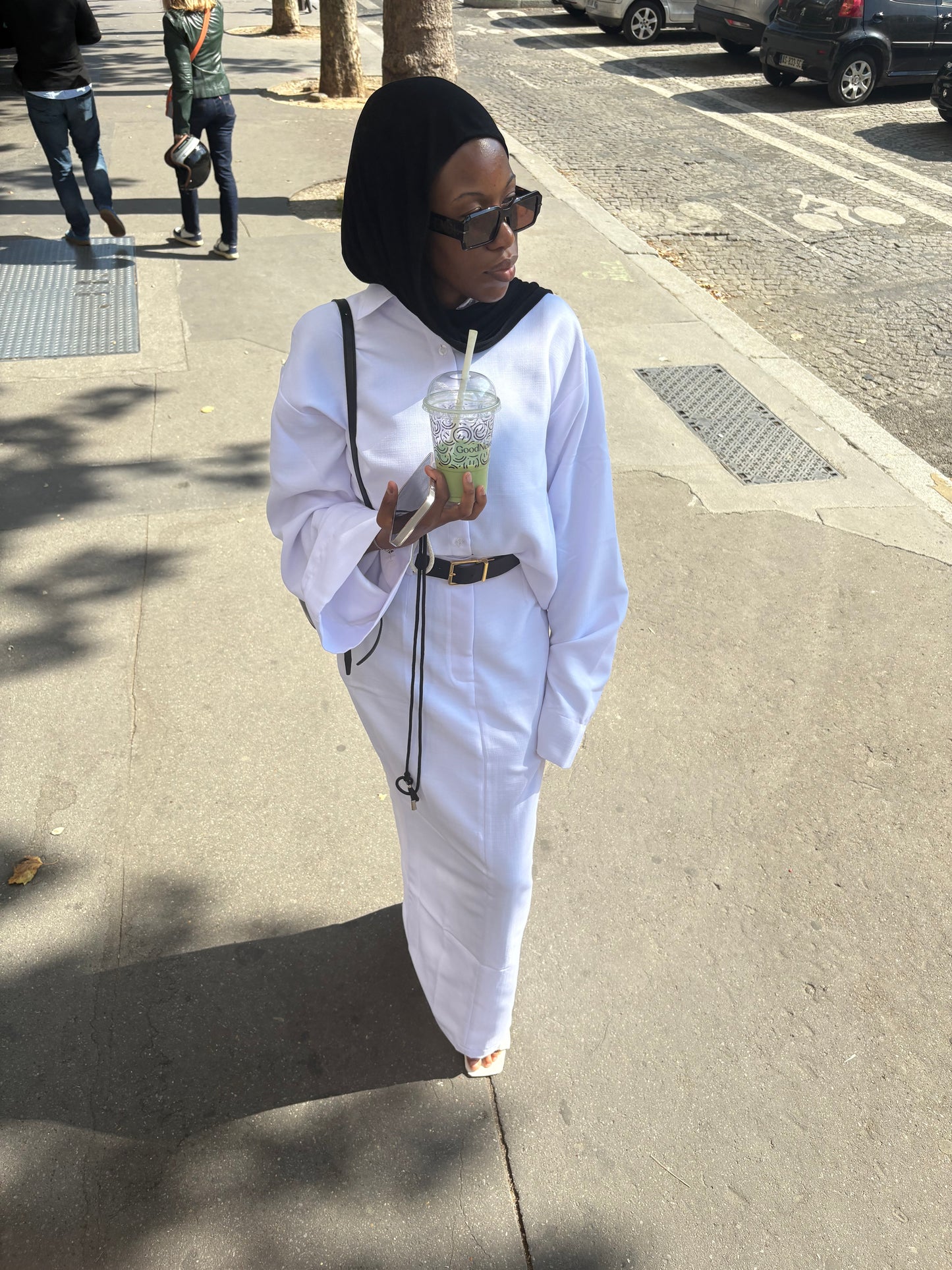 Jupe en lin matcha blanc