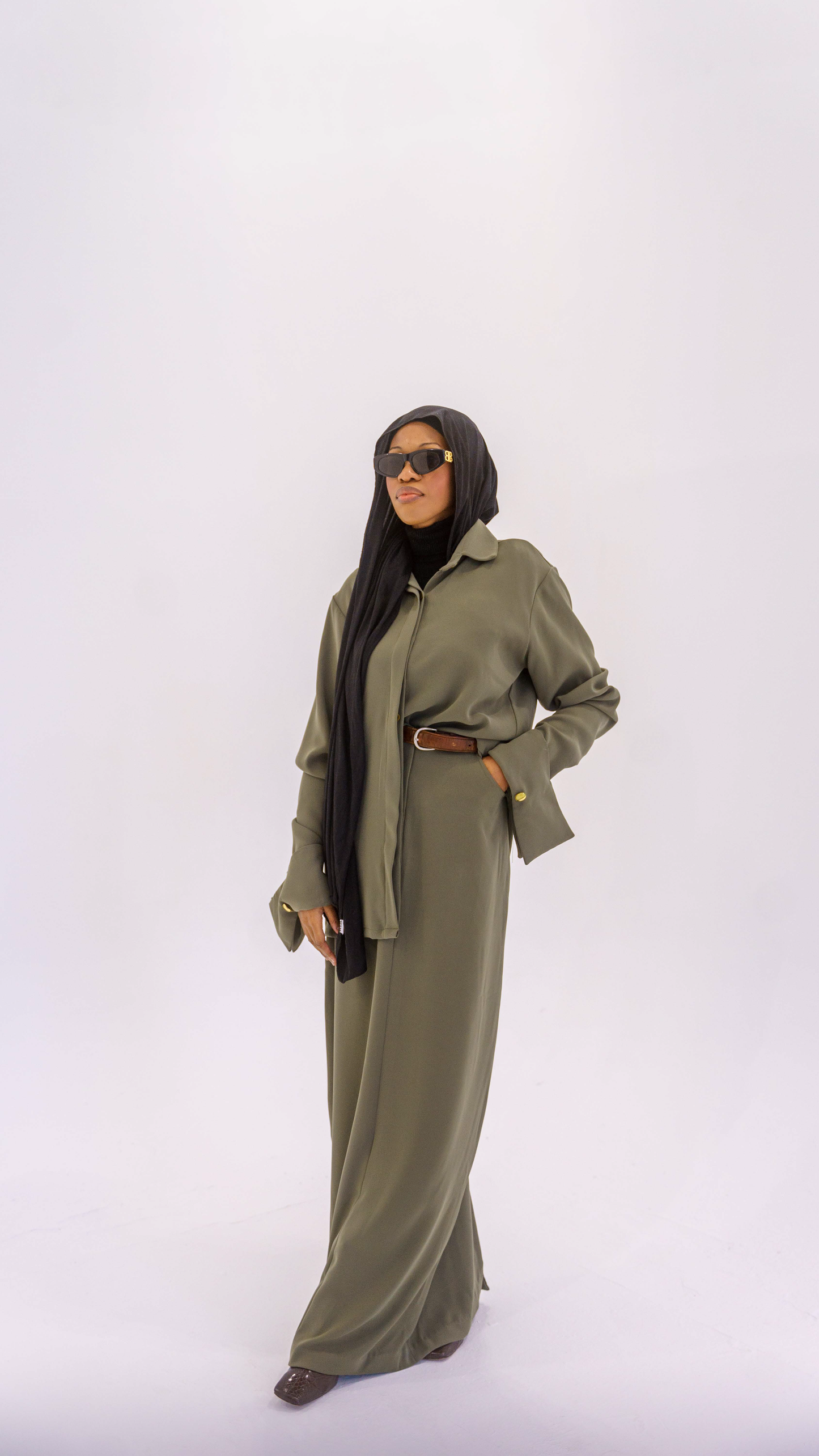 Jupe longe crayon Golyam avec ceinture à boucle
